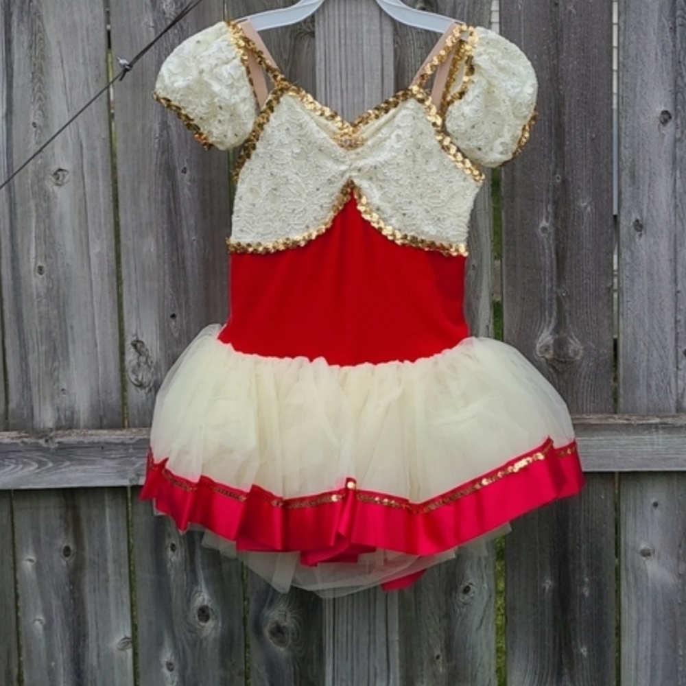 Ballet Fairy Princess Dancer Costume by Curtain Call Costumes Ivory, Red & Gold